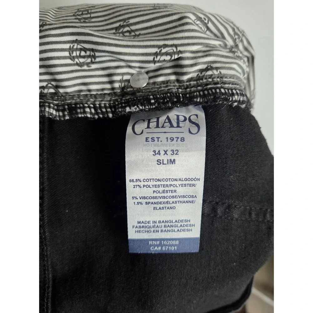 Chaps Mens Slim Fit Jeans Jet Black Stretch Denim Pants 34x32 CM16JN987